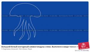 Большой белый контурный символ медузы слева