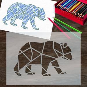 Трафарет Медведь Геометрия 30х42 см из пластика 0,3 мм для рисования