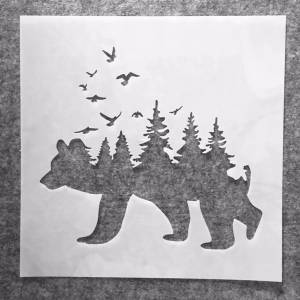 30*30 см ходячий Медведь Лес птицы DIY слойные трафареты настенная живопись строительные элементы декоративный шаблон