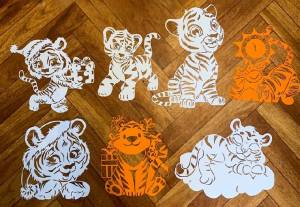 Вытынанки Тигр трафарет для вырезания из бумаги , шаблоны на окна