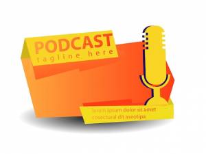 Дизайн логотипа подкаста значка микрофона с иконкой формы и градиентного цвета для разговоров и бизнес-шоу