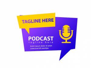 Дизайн логотипа подкаста значка микрофона с иконкой формы и градиентного цвета для разговоров и бизнес-шоу