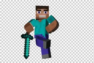 Иллюстрация персонажей Майнкрафта, Человек, стоящий мечом Майнкрафт, игры, майнкрафт png