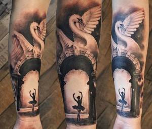 Тату лебедь, выбираем эскиз и стиль и любуемся фотографиями