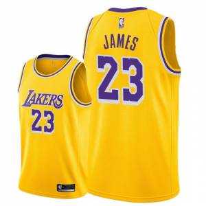 Баскетбольная майка NBA Лос-Анджелес Лейкерс № 23 Леброн Джеймс желтая SWINGMAN 2018