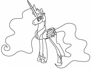 Раскраски Раскраска Пони из my little pony с большими хвостом и гривой Пони