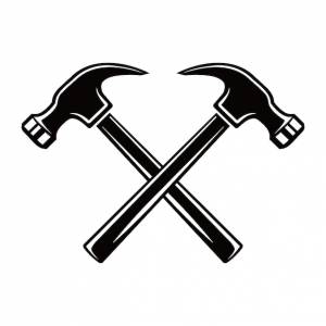 иллюстрация скрещенных молотков, логотип молотка с когтями, символ плотника