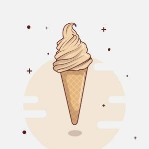 Шаблон мороженого в мультяшном дизайне с конусной векторной иллюстрацией