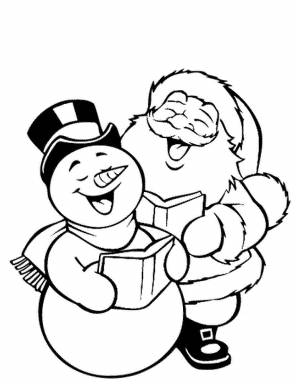 Раскраска Дед Мороз и снеговик