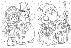 Раскраски Дед мороз снегурочка и снеговик