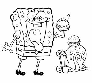 Спанч Боб ест гамбургер