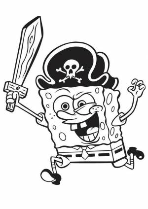 Раскраска Спанч Боб в костюме пирата