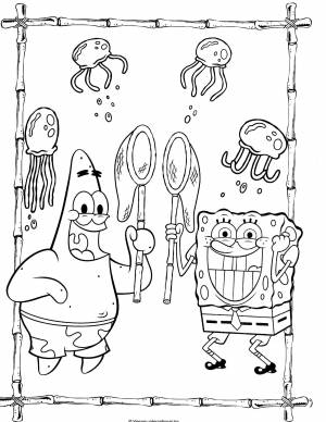 Раскраски Раскраска Спанч боб и патрик охотятся на медуз Персонаж из мультфильма, Сайт раскрасок