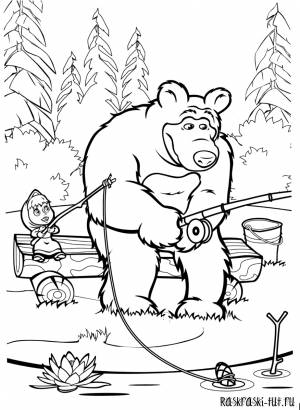 Распечатать раскраски Маша и медведь