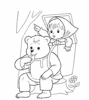 Раскраски из сказки Маша и Медведь для детей