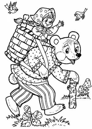 Раскраски Русская народная сказка маша и медведь