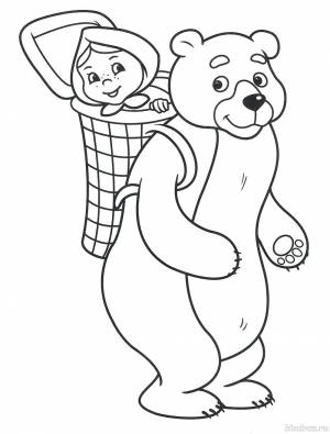 Раскраска по сказке «Маша и медведь»