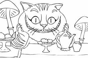 Раскраска улыбка Чеширского кота