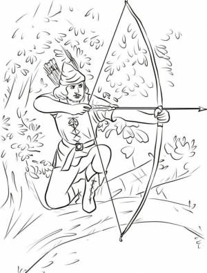 Раскраска Робин Гуд на дереве