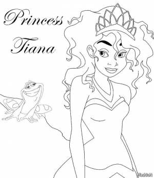 Раскраски Раскраска Принцесса тиана и лягушка принцесса на праздники