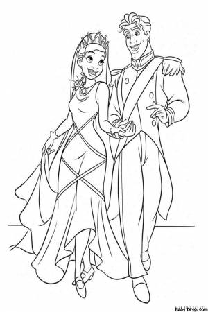 Раскраска Тиана и принц