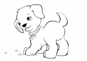 Раскраски Раскраска Щенок с ошейником собаки щенки собаки