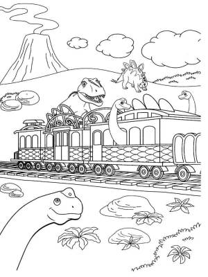 Раскраски Поезд Динозавров