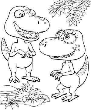 Поезд динозавров, два динозавра Раскраски для мальчиков