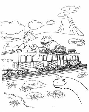 Раскраска поезд динозавров