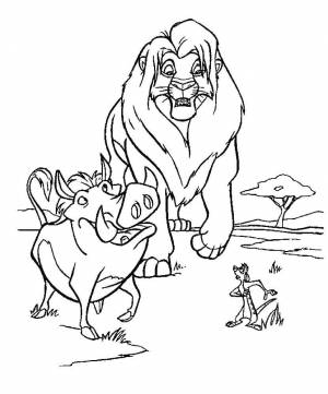 Раскраски Раскраска Король лев тимон и пумба Диснеевские раскраски Диснеевские мультфильмы