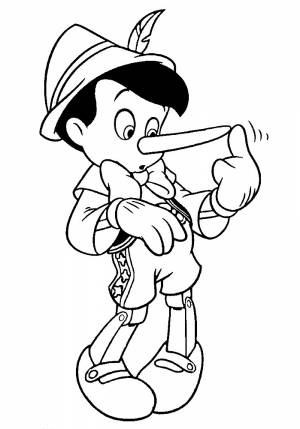 Раскраска Пиноккио с длинным носом