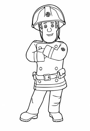 Раскраска Пожарный Сэм Герой