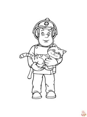 Бесплатные раскраски пожарный Сэм для печати для детей