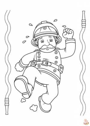 Цветные страницы для раскрашивания Приключения с пожарным Сэмом