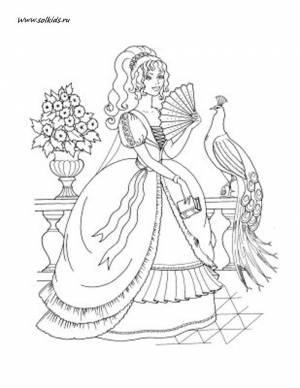 Раскраски Принцессы Диснея для девочек  в красивых платьях