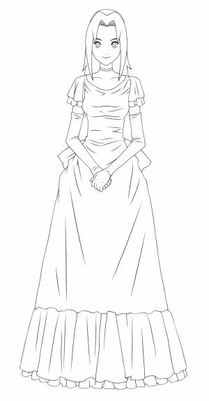 Раскраска Сакуры в бальном платье