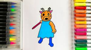 Как нарисовать Пигги 2 Роблокс Скин Дессы How to draw Piggy 2 Roblox Skin Dessa