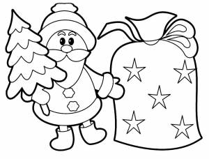 Раскраски Раскраска Дед мороз с елкой и подарками дед мороз