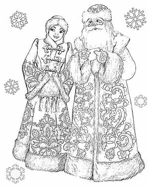 Раскраска «Дед Мороз и Снегурочка»