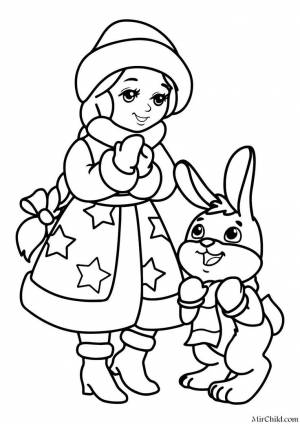 Раскраски с Кроликами и Зайцами на Новый год 2023