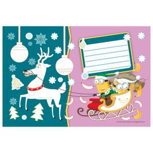 новогодние открытки-раскраски с наклейками Миньоны