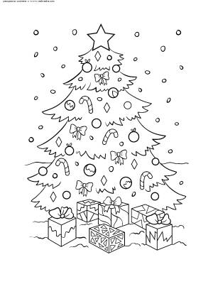 Раскраска Новогодняя елка с подарками