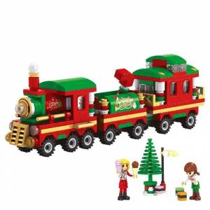 Конструктор Рождественский поезд, набор игрушек, 266 шт