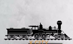 Поезд Локомотив железная дорога большая настенная художественная наклейка роспись графическая Наклейка виниловая резка трафареты для декора детской комнаты