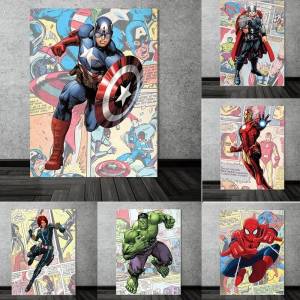 Плакаты «мстители», комиксы Marvel, принты супергероев HD, модная Картина на холсте для гостиной, коридора, настенное искусство, картины для домашнего декора