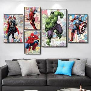 Плакаты «мстители», комиксы Marvel, принты супергероев HD, модная Картина на холсте для гостиной, коридора, настенное искусство, картины для домашнего декора