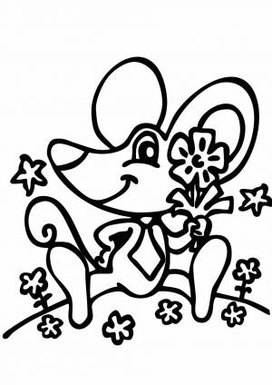 Трафарет Мышка с цветочком