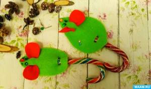 Видеоурок и мастер-класс по конструированию из фетра и конфет «Сладкие мышки»