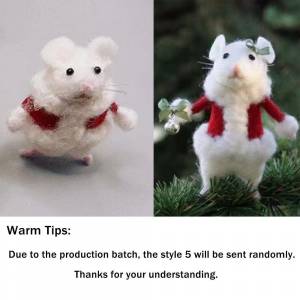 Мышь из шерстяного фетра ручной работы, мышь с рождественской шляпой, фигурка из шерстяного фетра с милым узором, мышь на Хэллоуин