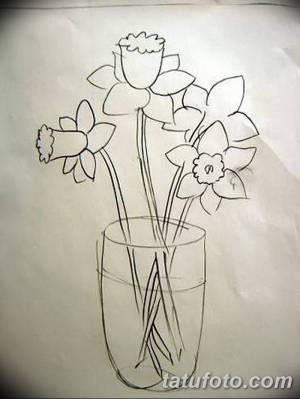 Трафареты нарциссы в вазе